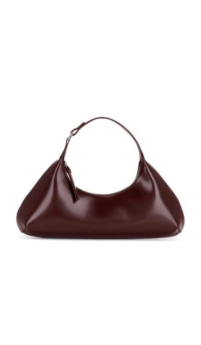 By Far Amberette Shoulder Bag In Honey Mahogany Semi Patent Leather