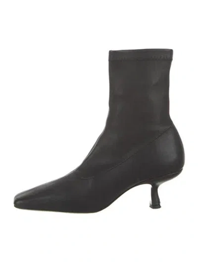 Pre-owned By Far Audrey Leather Boots In Black