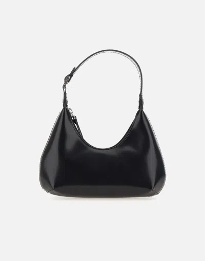 By Far Baby Amber Black Leather Hobo Handbag In Nero
