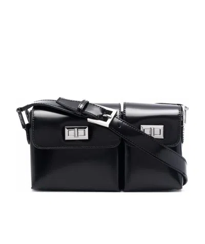 By Far Baby Billy Semi Ptnt Lthr Shldr B In Black