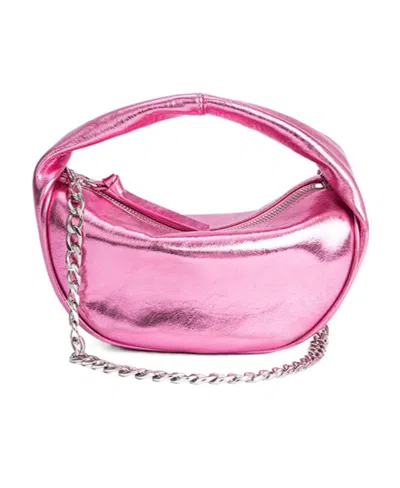 By Far Baby Cush Metallic Leather Shoulder Bag In Pink