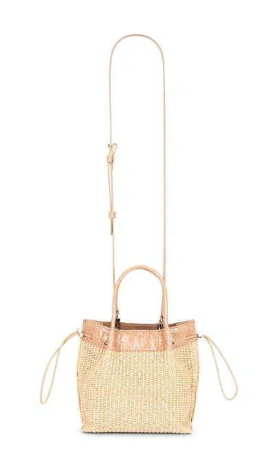 By Far Baby Kayla Raffia & Croco Embossed Handbag In Brown