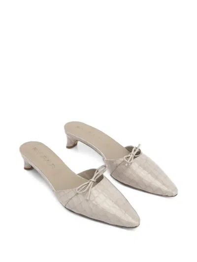 By Far Babybow Crocodile-embossed Mules In Multi