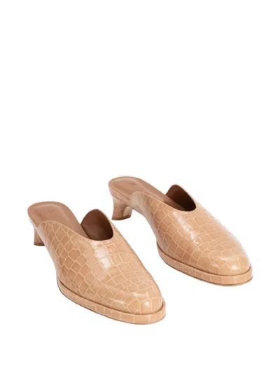By Far Babylady Crocodile-effect Mules In Neutral