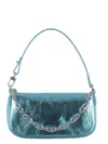 By Far Bag  Mini Rachel In Metallic Leather In Azzurro