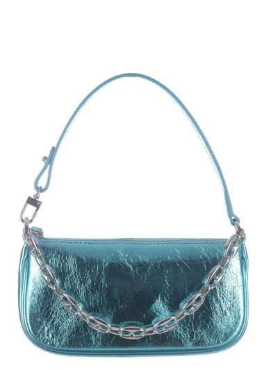 By Far Bag  Mini Rachel In Metallic Leather In Azzurro