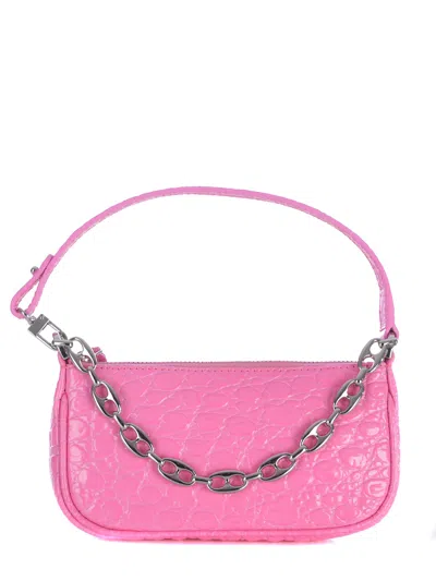 By Far Bag  Mini Rachel In Crocodile Leather In Rosa