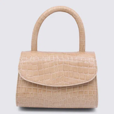 By Far Light Tan Mini 2.0 Croco Embossed Leather Top Handle Bag In Neutral