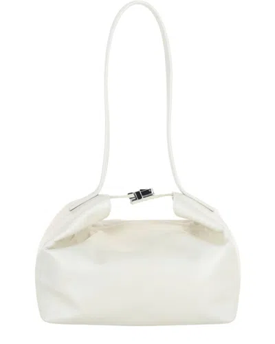 By Far Bea Creased Leather Shoulder Bag In White