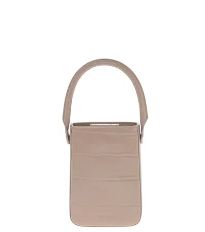 By Far Beige Logo Mini Bucket Bag In Neutral