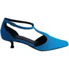 By Far Bella T-strap Kitten Heels In Blue Leather In Blue