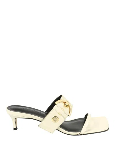 By Far Bettina Croc Embossed Mules In White