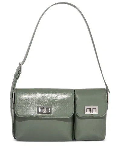 By Far Billy Leather Creased Shoulder Bag In Green