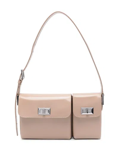 By Far Billy Semi Patent Leather Shoulder Bag In Beige