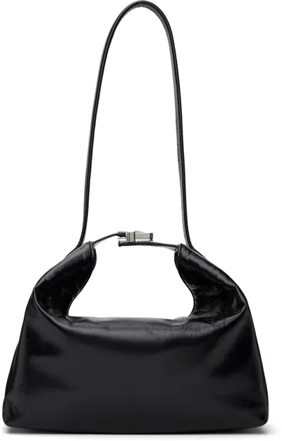BY FAR BLACK BEA CREASED LEATHER BAG