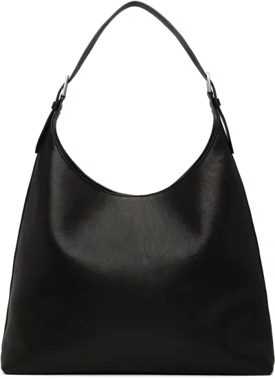 By Far Black Camryn Washed Leather Shoulder Bag