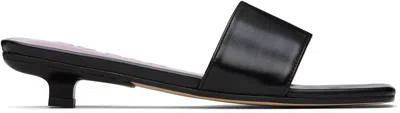 By Far Black Ceni Creased Leather Heeled Sandals