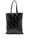 By Far Black Embossed Leather Handbag In Black