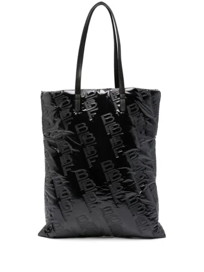 BY FAR BLACK EMBOSSED LEATHER HANDBAG