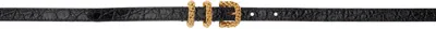 By Far Black Kat Circular Croco Embossed Leather Belt In Bk001 Black