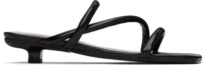 By Far Black Morena Nappa Leather Heeled Sandals