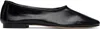By Far Black Prudence Creased Leather Ballerina Flats