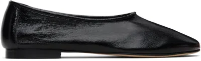 BY FAR BLACK PRUDENCE CREASED LEATHER BALLET FLATS