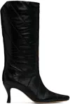 By Far Black Steph Creased Leather Boots In Bk001 Black
