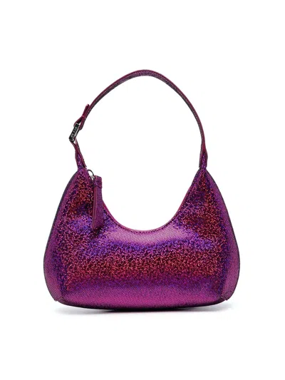By Far Baby Glitter Shoulder Bag In Fuchsia