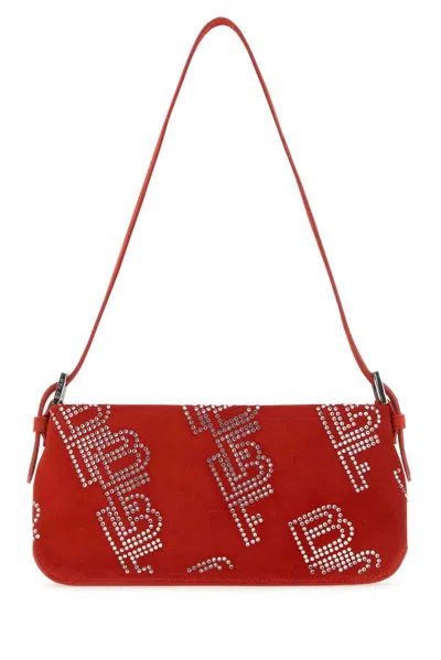 By Far Embellished Suede Dulce Shoulder Bag In Red