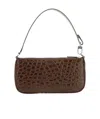 By Far Brown Crocodile Striped Shoulder Bag In Brown