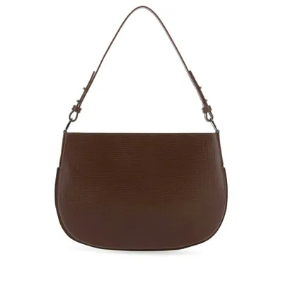 By Far Brown Leather Issa Shoulder Bag