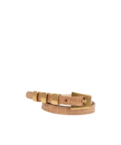 By Far Buckle Belt With Geometric Patterns In Nude