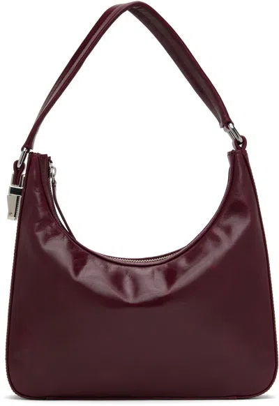 By Far Burgundy Rhea Creased Leather Bag