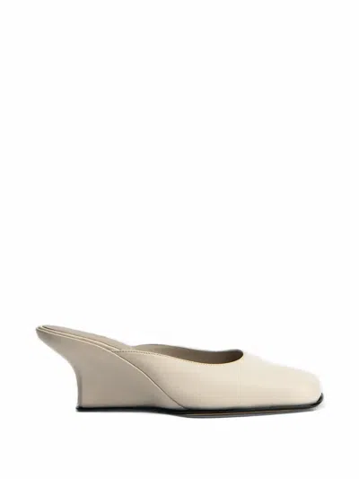 By Far Caroo Closed-toe Wedge Mules In White