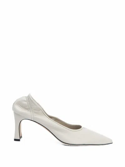 By Far Carre 89 Leather Pumps In White