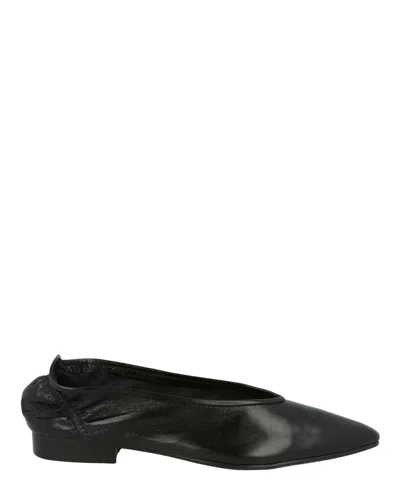 By Far Carre Leather Flats In Black