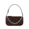 By Far Chocolate Leather Mini Rachel Handbag