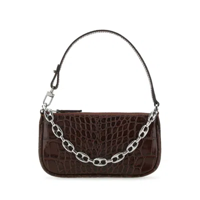 By Far Chocolate Leather Mini Rachel Handbag