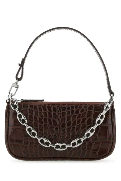 BY FAR CHOCOLATE LEATHER MINI RACHEL HANDBAG