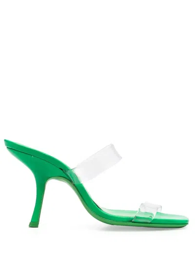 By Far Clara 100mm Square-toe Sandals In Green