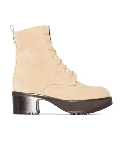 By Far Cobain Suede Flatform Boots In Nude