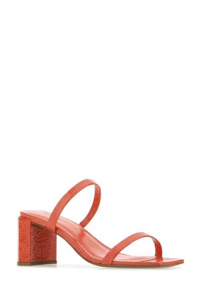 By Far Coral Leather Tanya Mules In Crl