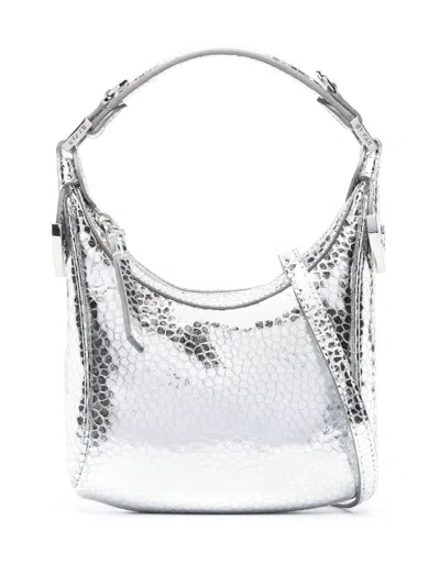 By Far Cosmo Metallic Leather Handbag In Silver