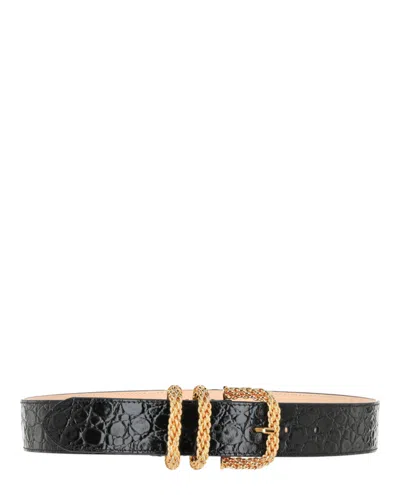 By Far Croc Embossed Katina Belt In Black
