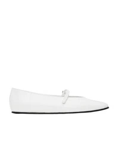 By Far Crocodile Embossed Ballet Shoes In White