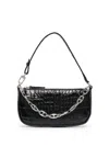 By Far Crocodile Embossed Shoulder Bag In Black
