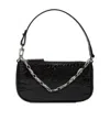 By Far Crocodile Embossed Shoulder Bag In Black