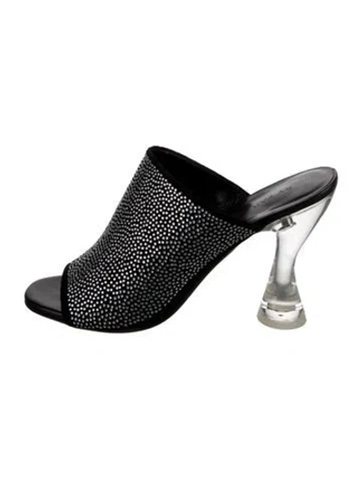 Pre-owned By Far Crystal Crystal Embellishments Slides In Black