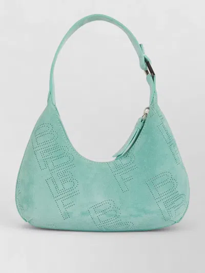 By Far Curved Silhouette Perforated Suede Shoulder Bag